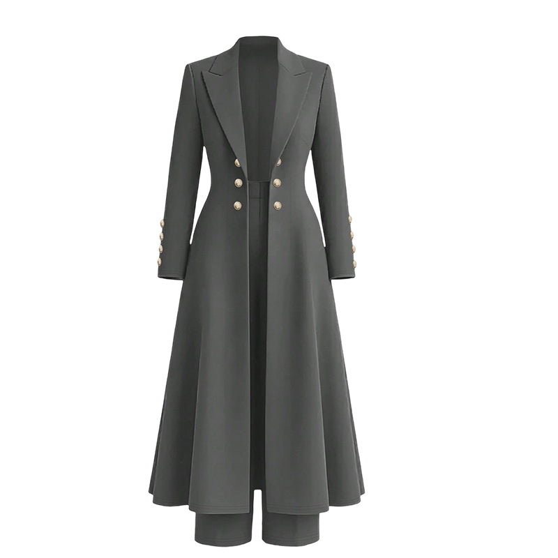 🍂 Herbst-Bestseller! Über 48.000 Mal verkauft! Elegantes 2-Teiler-Outfit für Damen – Retro-Langmantel & schlichte Hose ✨