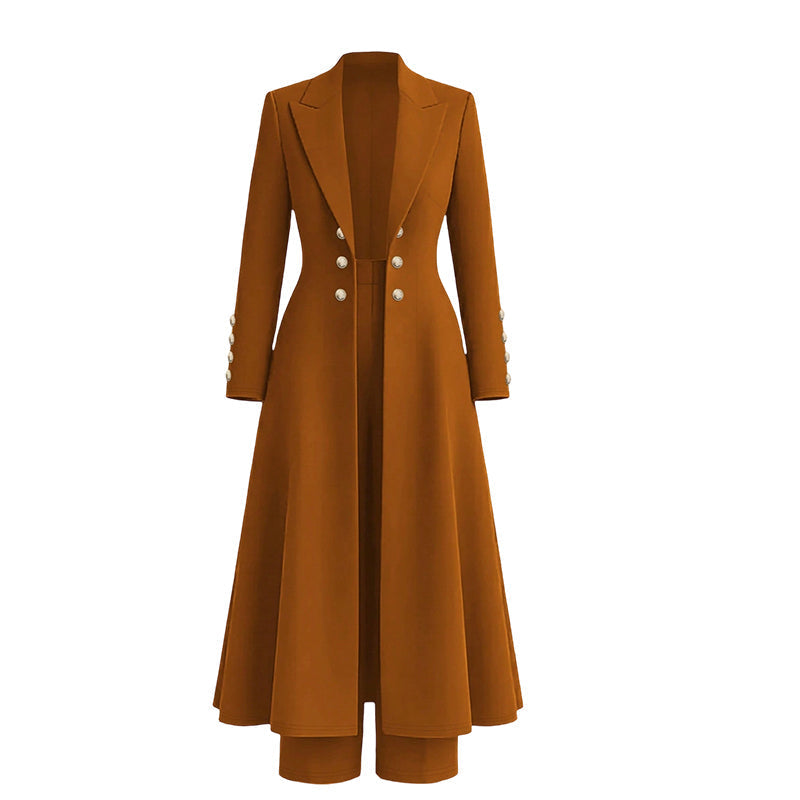 🍂 Herbst-Bestseller! Über 48.000 Mal verkauft! Elegantes 2-Teiler-Outfit für Damen – Retro-Langmantel & schlichte Hose ✨
