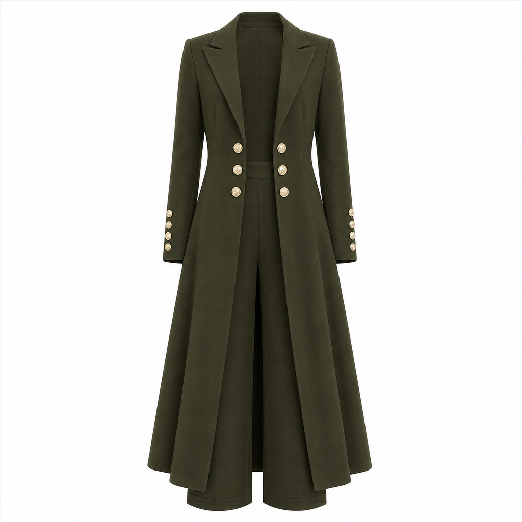 🍂 Herbst-Bestseller! Über 48.000 Mal verkauft! Elegantes 2-Teiler-Outfit für Damen – Retro-Langmantel & schlichte Hose ✨
