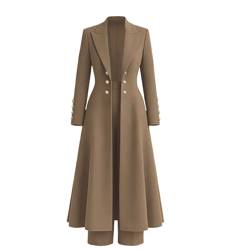 🍂 Herbst-Bestseller! Über 48.000 Mal verkauft! Elegantes 2-Teiler-Outfit für Damen – Retro-Langmantel & schlichte Hose ✨