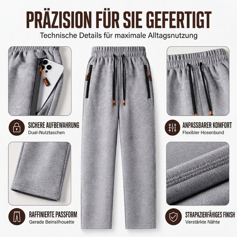 👖 Herren-Jogginghose mit Reißverschlusstaschen – Warm, bequem, alltagstauglich 📦