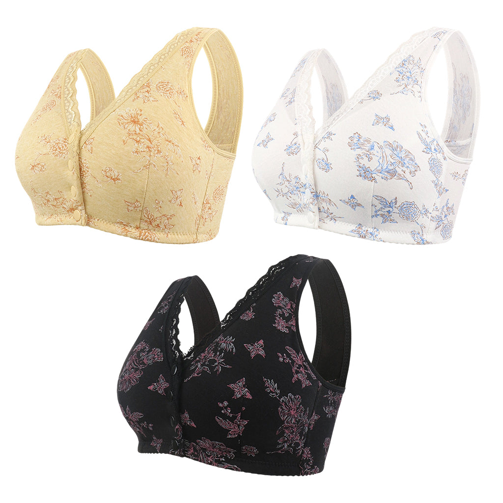 👙 Bügelloser BH in großen Größen mit Vorderverschluss & Blumenmuster – Weich, stützend, bequem ✨