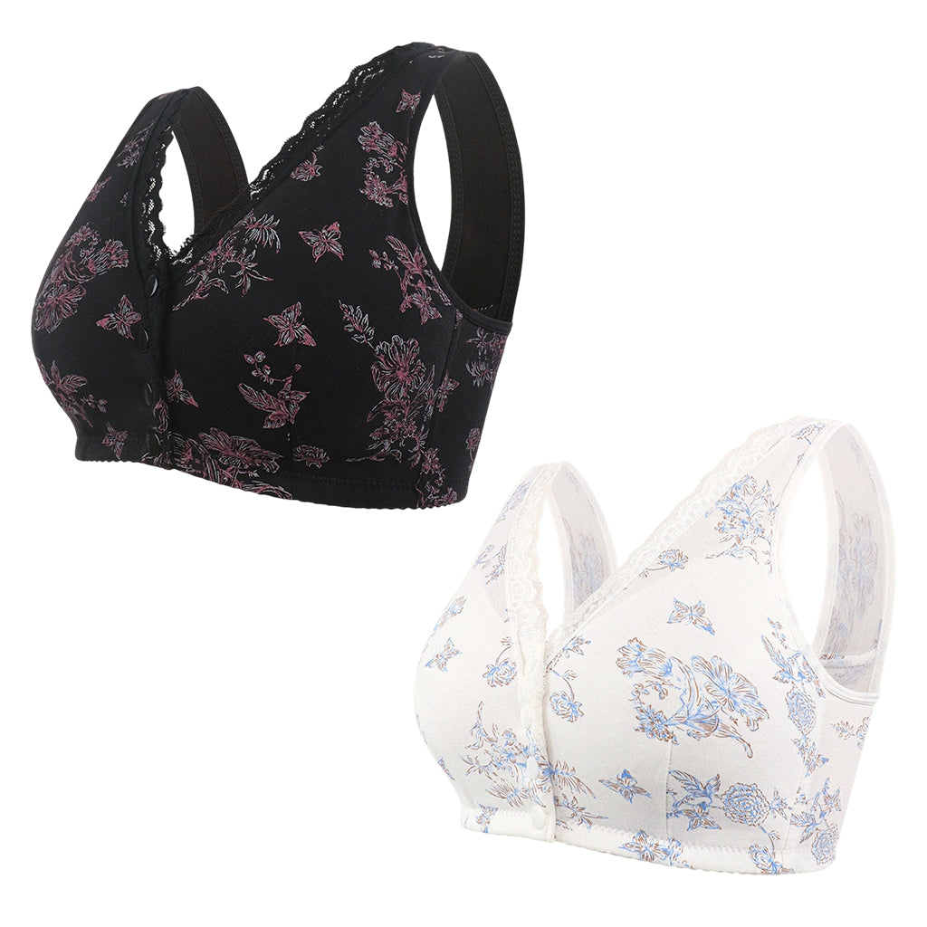 👙 Bügelloser BH in großen Größen mit Vorderverschluss & Blumenmuster – Weich, stützend, bequem ✨