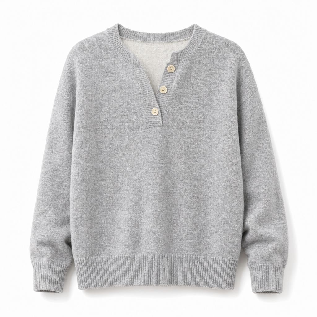 📢🎉🛍️✨Lässiger zweiteiliger Strickpullover mit V-Ausschnitt und Knopfdetails