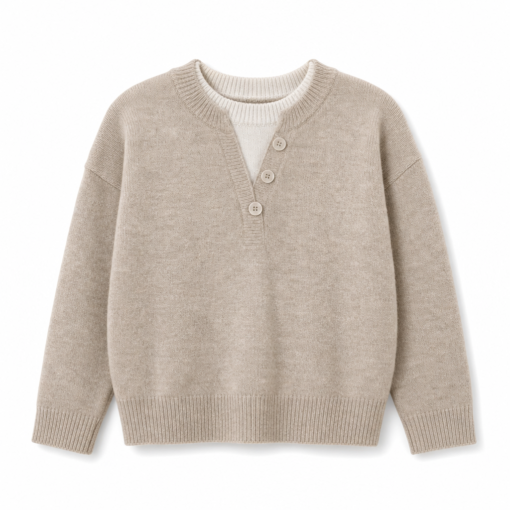 📢🎉🛍️✨Lässiger zweiteiliger Strickpullover mit V-Ausschnitt und Knopfdetails
