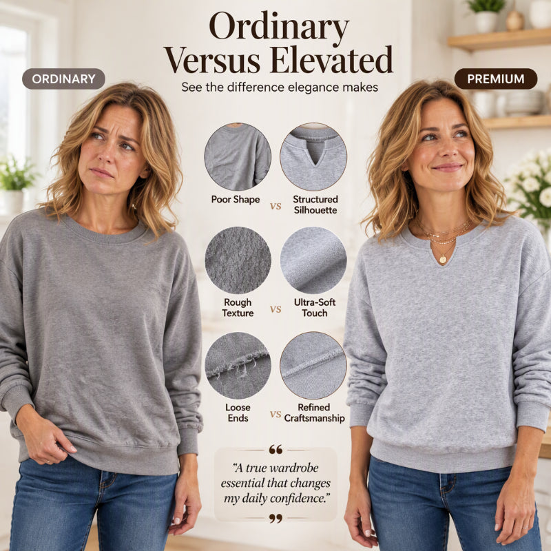 🌼Damen-Sweatshirt mit V-Ausschnitt-Schlitz und Rippbündchen – stylischer Alltagslook 📦