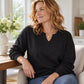 Lässiges Sweatshirt für Damen mit V-Ausschnitt und Schlitz