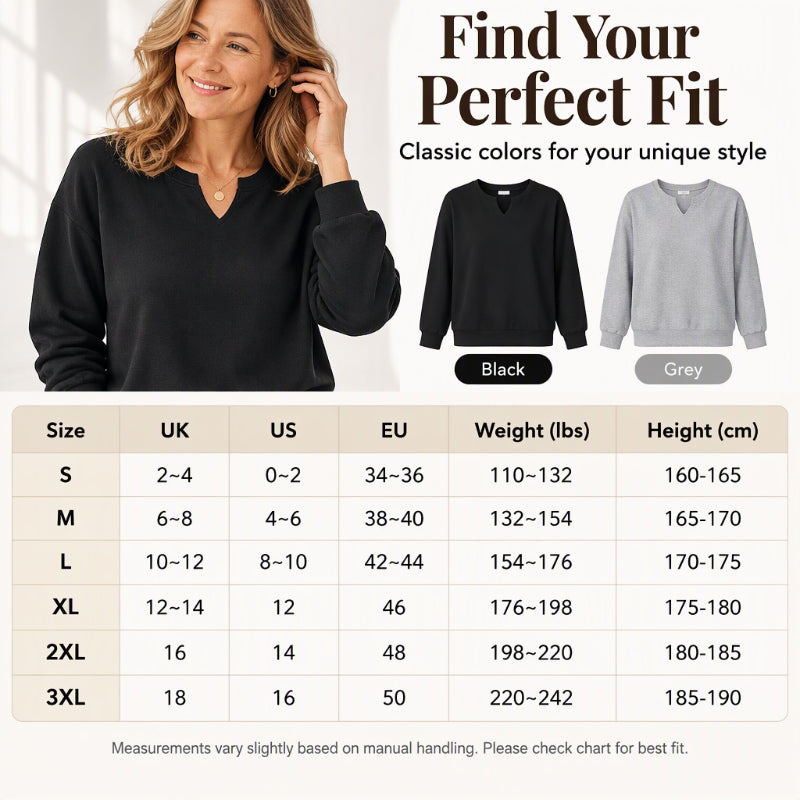 🌼Damen-Sweatshirt mit V-Ausschnitt-Schlitz und Rippbündchen – stylischer Alltagslook 📦