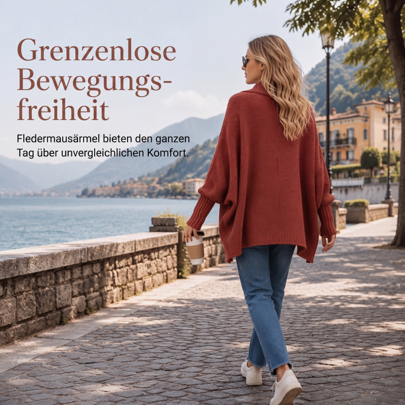 Dicker Strick-Cardigan für Damen mit Fledermausärmeln