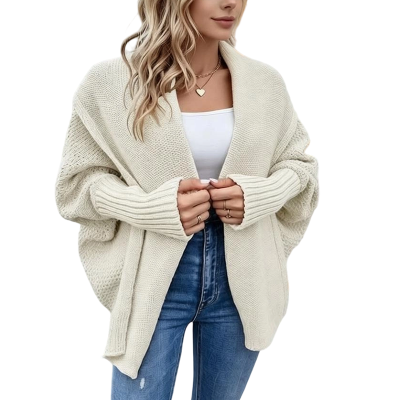 Dicker Strick-Cardigan für Damen mit Fledermausärmeln