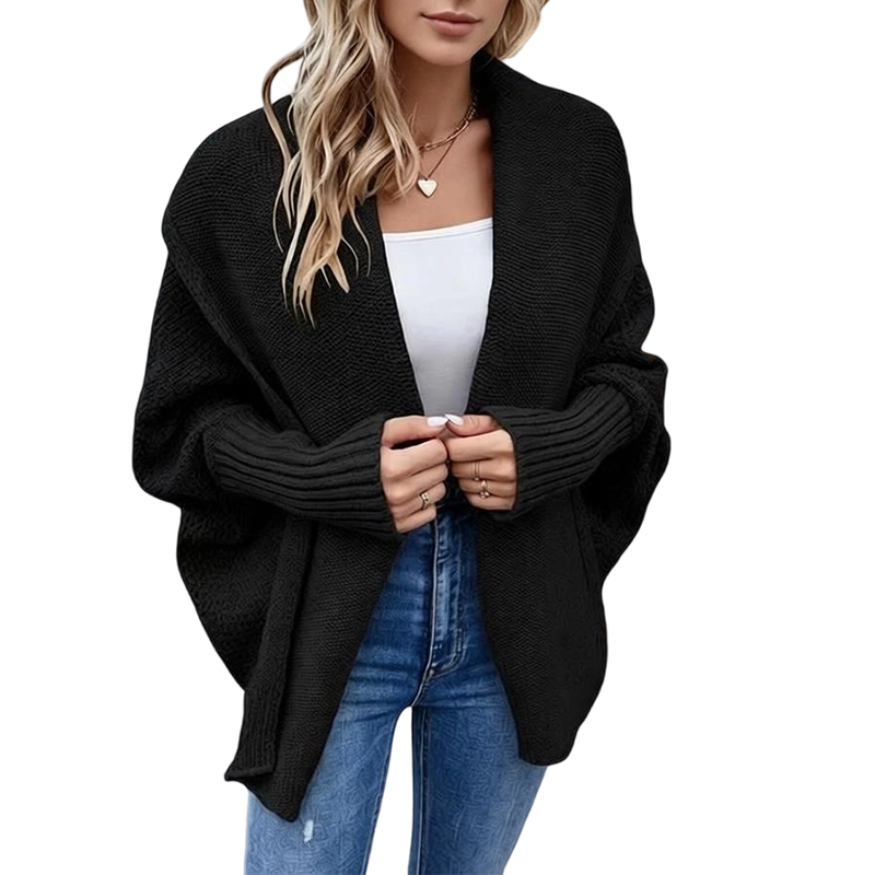 Dicker Strick-Cardigan für Damen mit Fledermausärmeln