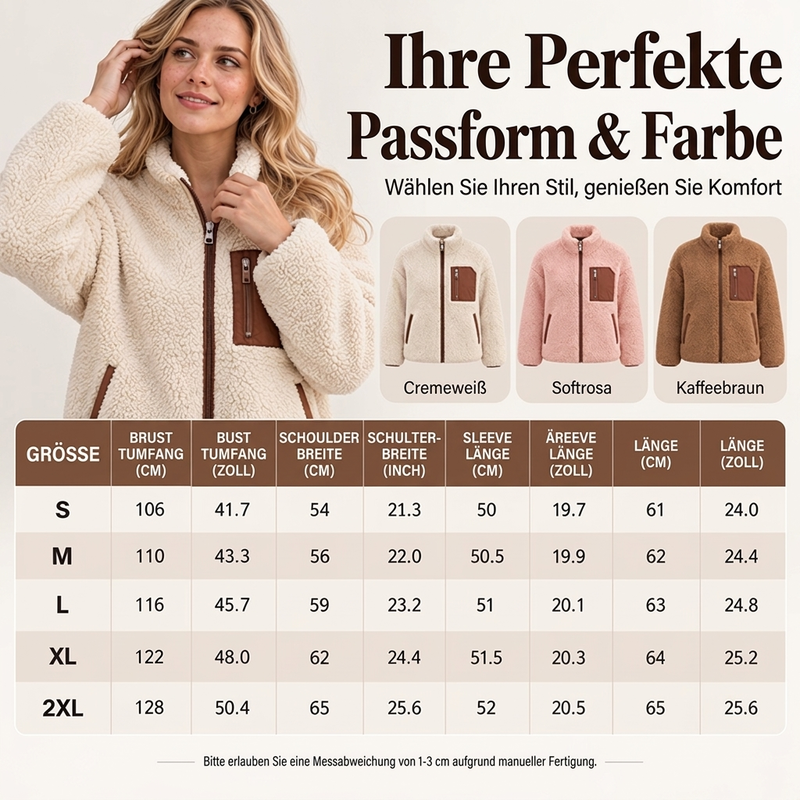 Damen Winter Sherpa Plüschjacke mit durchgehendem Reißverschluss