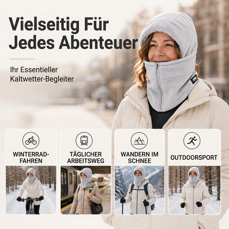 Winter warme Balaclava mit Reißverschluss