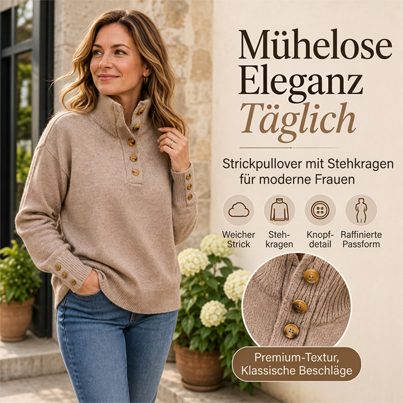 🔥 Heute 50 % Rabatt! Lockerer Damenpullover mit Stehkragen 🔥