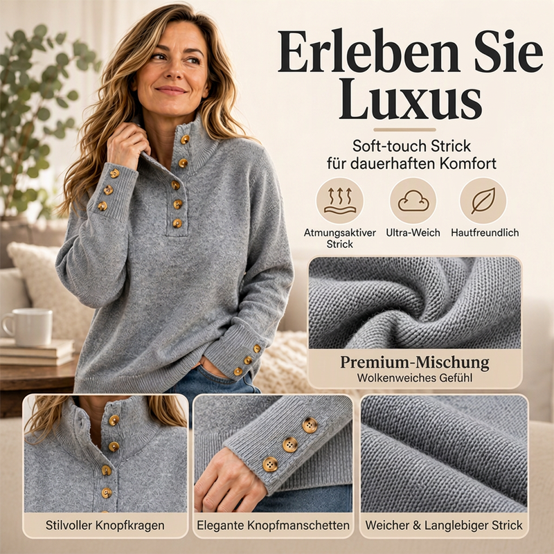 🔥 Heute 50 % Rabatt! Lockerer Damenpullover mit Stehkragen 🔥