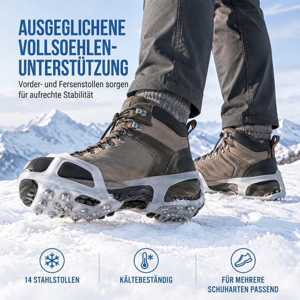 ❄️ 14 Noppen für sicheren Halt – Rutschfeste Schuhabdeckung mit Eisstollen, stabil auf Eis & Schnee ✨