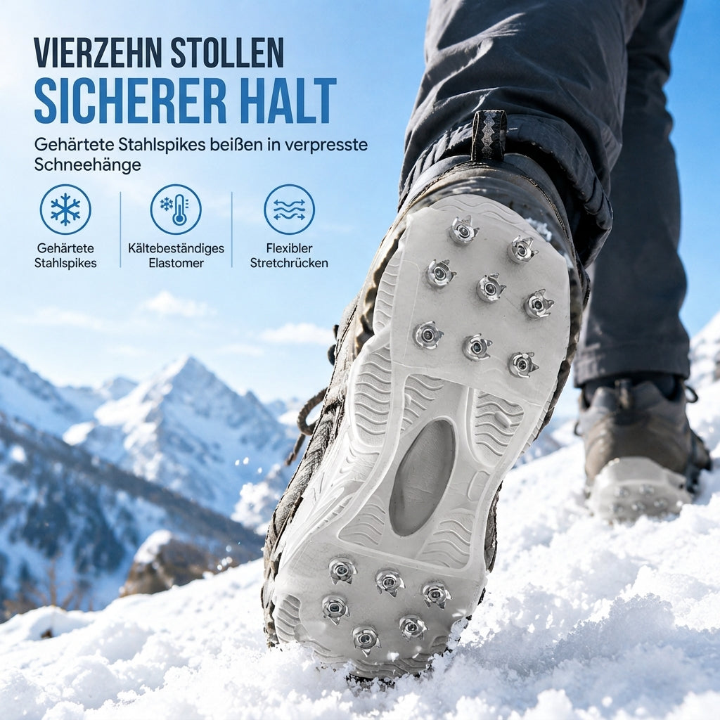 ❄️ 14 Noppen für sicheren Halt – Rutschfeste Schuhabdeckung mit Eisstollen, stabil auf Eis & Schnee ✨