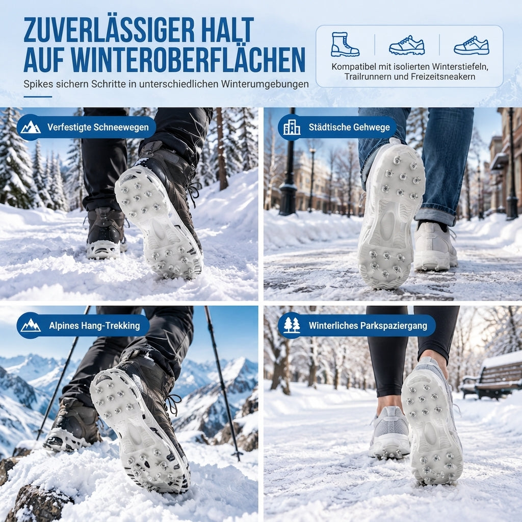 ❄️ 14 Noppen für sicheren Halt – Rutschfeste Schuhabdeckung mit Eisstollen, stabil auf Eis & Schnee ✨