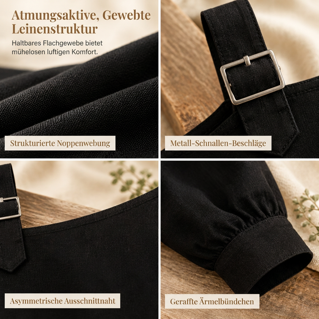 👚 Damen lässiges einfarbiges Leinen-Baumwoll-Oberteil mit freier Schulter – Lässig & atmungsaktiv für Sommer & Freizeit ✨