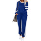 🍁👚 Farbblock-Sweatshirt für Damen mit Rundhalsausschnitt (2-teiliges Set) – Ein lässiges und stilvolles Set ✨