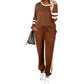 🍁👚 Farbblock-Sweatshirt für Damen mit Rundhalsausschnitt (2-teiliges Set) – Ein lässiges und stilvolles Set ✨