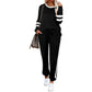 🍁👚 Farbblock-Sweatshirt für Damen mit Rundhalsausschnitt (2-teiliges Set) – Ein lässiges und stilvolles Set ✨