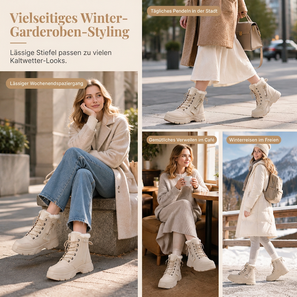 🥾 Damen Winter-Schneestiefel mit Plüschfutter – Warm, hochgeschlossen & bequem für Schnee & Kälte ✨
