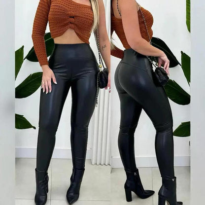 👖 Damen Casual PU Leder Leggings – Schmeichelnd, stylisch und bequem für Alltag & Looks ✨