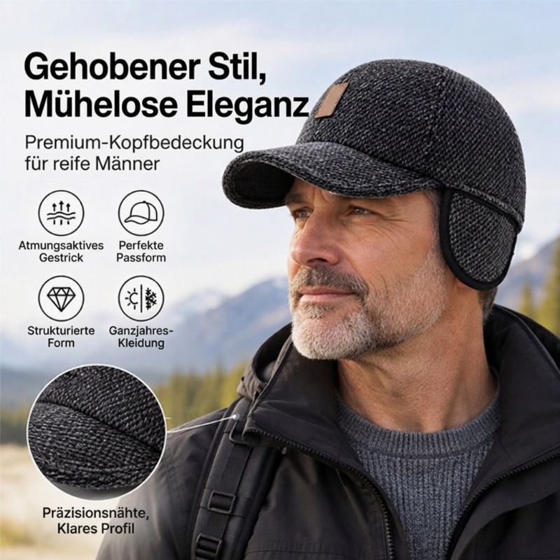 🧢 Herren Baseballkappe mit Ohrenklappen – Warm, praktisch und stylisch für den Winter ✨