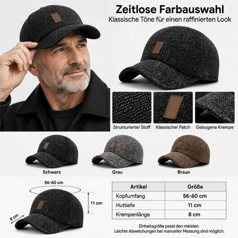 🧢 Herren Baseballkappe mit Ohrenklappen – Warm, praktisch und stylisch für den Winter ✨