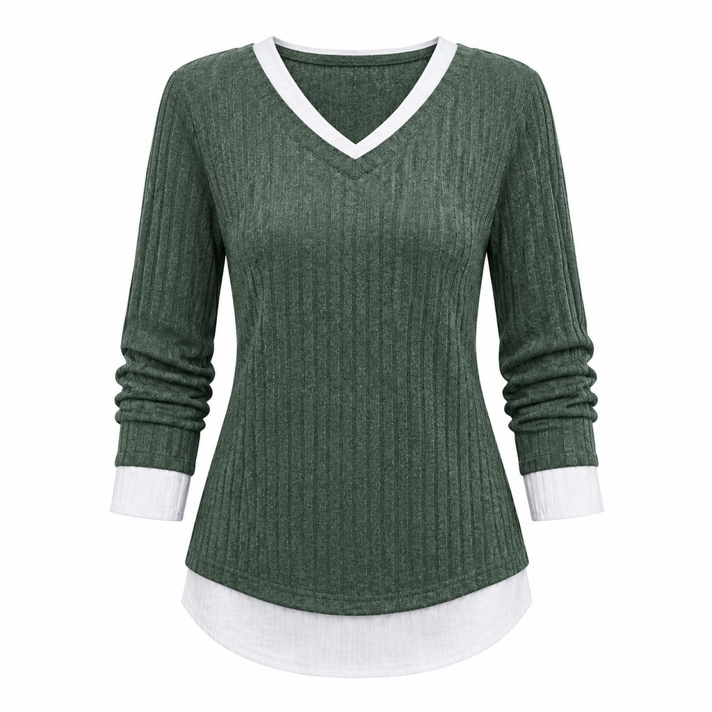 🛍️ Kunst-Zweiteiliger, geschichteter Strickpullover – Lässiges Sweatshirt-Oberteil, vielseitig kombinierbar ✨