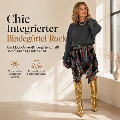🔥 Bestseller – 50% Rabatt! Hohe Taille, asymmetrisches Karomuster, Patchwork-Rock für Damen 🔥