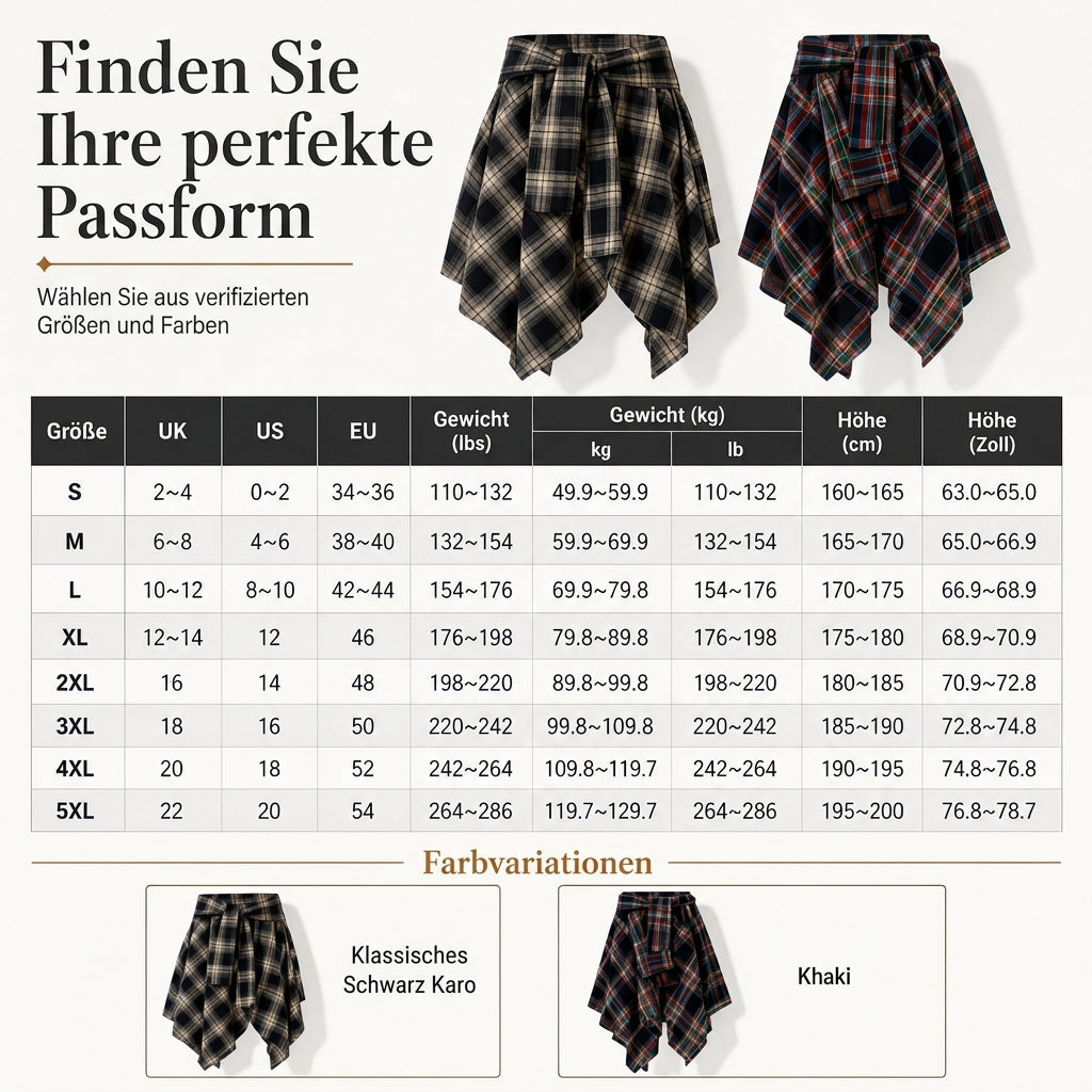 🔥 Bestseller – 50% Rabatt! Hohe Taille, asymmetrisches Karomuster, Patchwork-Rock für Damen 🔥