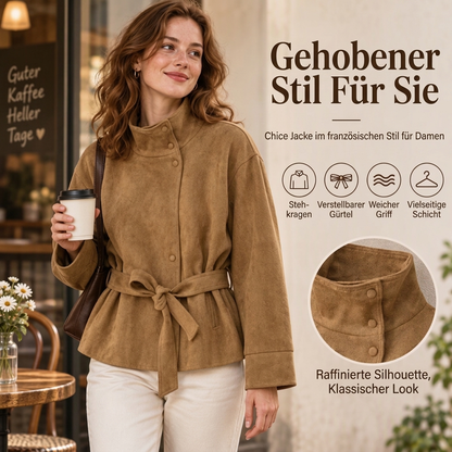 ⚡Damenjacke mit Stehkragen und Gürtel – Elegant für jeden Anlass 📦