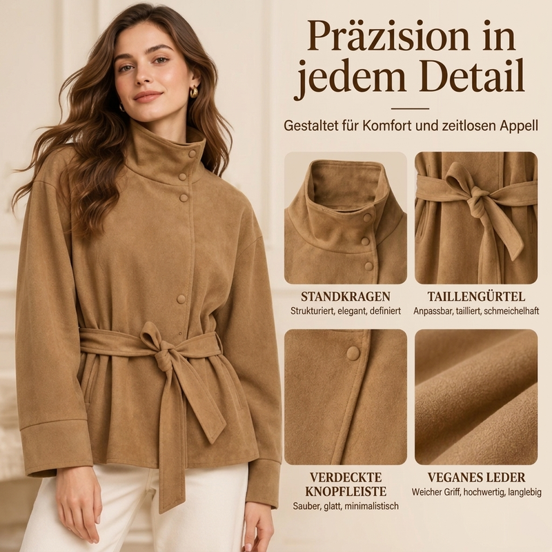 ⚡Damenjacke mit Stehkragen und Gürtel – Elegant für jeden Anlass 📦
