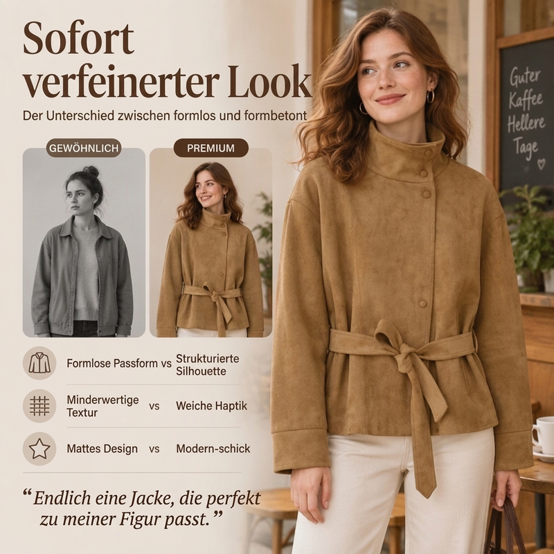 ⚡Damenjacke mit Stehkragen und Gürtel – Elegant für jeden Anlass 📦