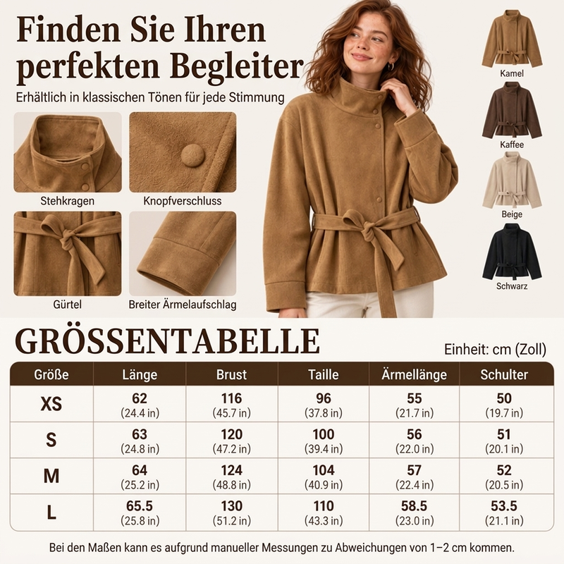 ⚡Damenjacke mit Stehkragen und Gürtel – Elegant für jeden Anlass 📦