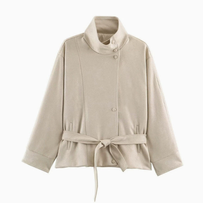 ⚡Damenjacke mit Stehkragen und Gürtel – Elegant für jeden Anlass 📦