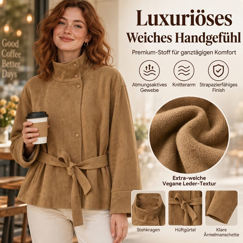 ⚡Damenjacke mit Stehkragen und Gürtel – Elegant für jeden Anlass 📦