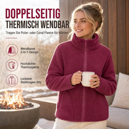 🎉✨Unisex-Wendbare warme Jacke mit Reißverschluss und Stehkragen