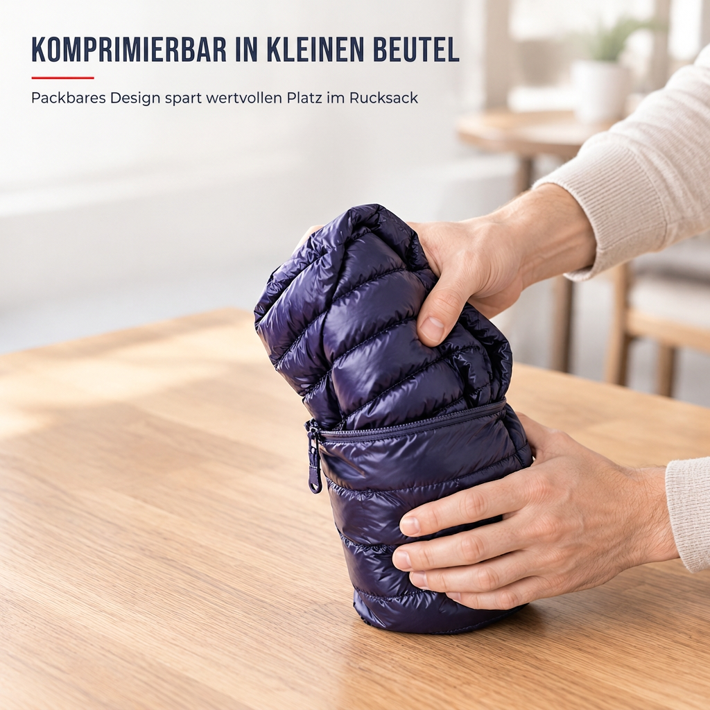 Leichte, gesteppte Herren-Kurzmantel mit Kapuze aus Baumwolle, einfarbig, für Herbst und Winter