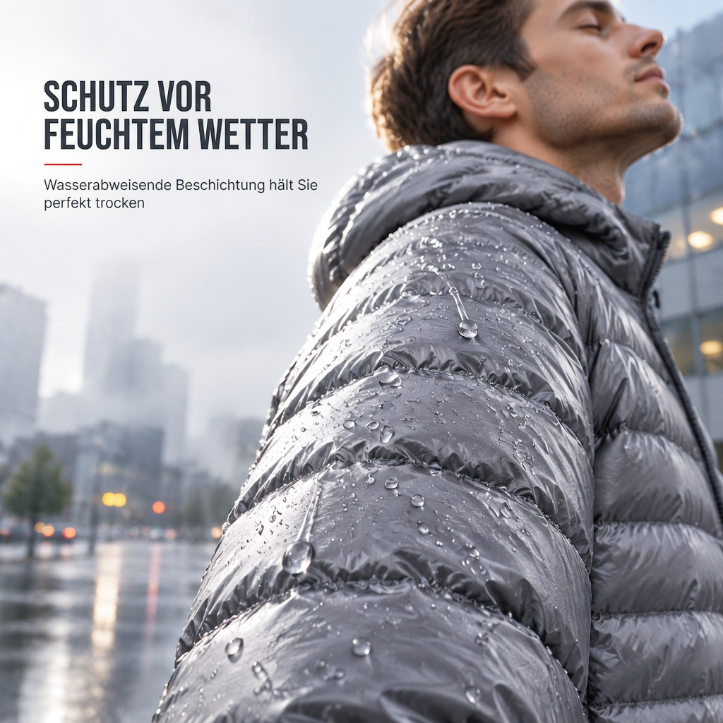 Leichte, gesteppte Herren-Kurzmantel mit Kapuze aus Baumwolle, einfarbig, für Herbst und Winter