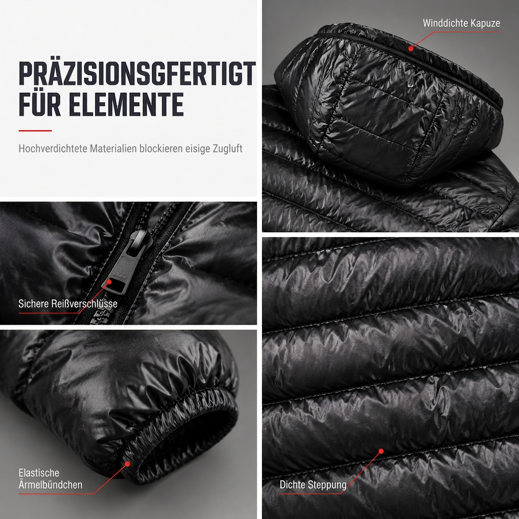 Leichte, gesteppte Herren-Kurzmantel mit Kapuze aus Baumwolle, einfarbig, für Herbst und Winter