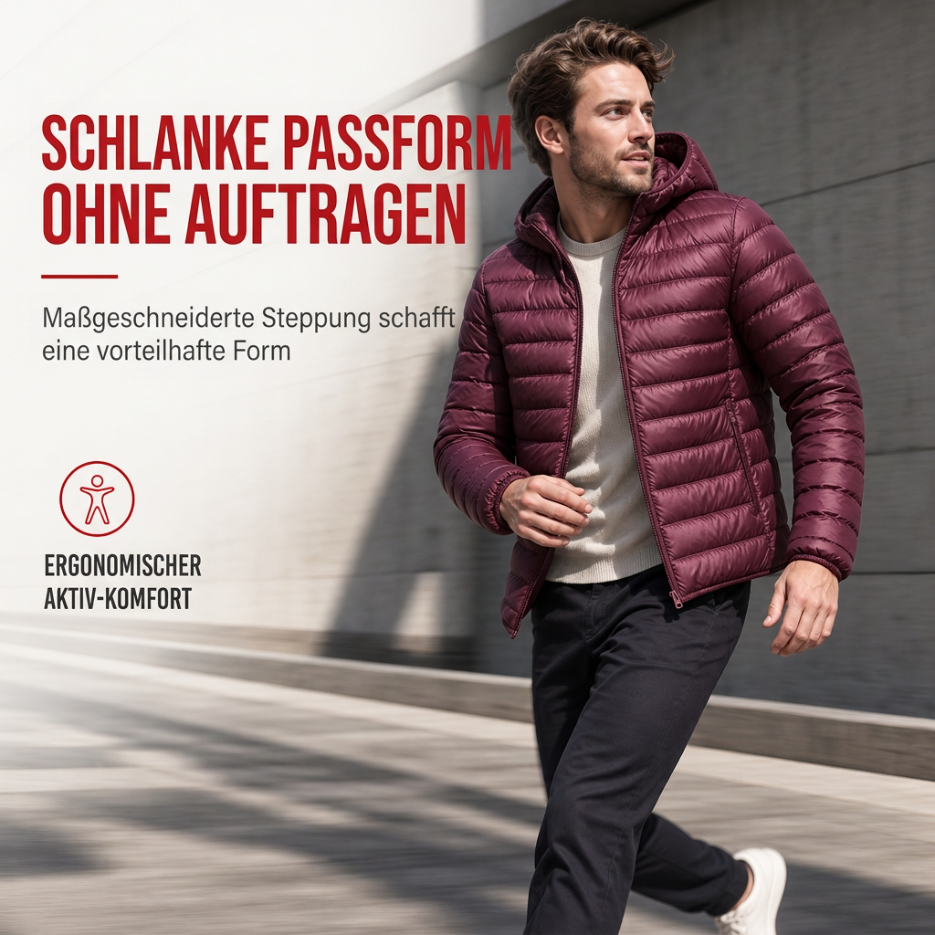 Leichte, gesteppte Herren-Kurzmantel mit Kapuze aus Baumwolle, einfarbig, für Herbst und Winter