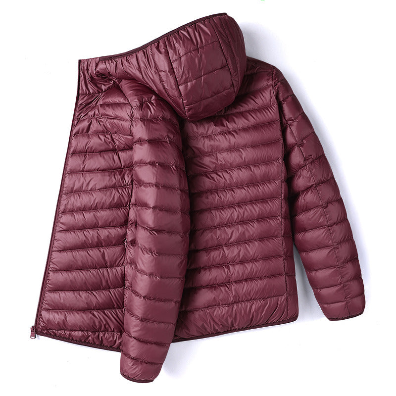 Leichte, gesteppte Herren-Kurzmantel mit Kapuze aus Baumwolle, einfarbig, für Herbst und Winter