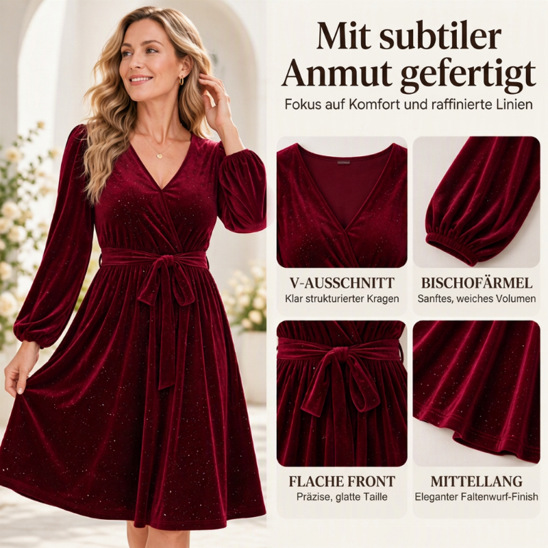 👗 Elegantes Samtkleid für Damen in Übergröße mit Taillenschnürung – Stilvoll und figurformend ✨
