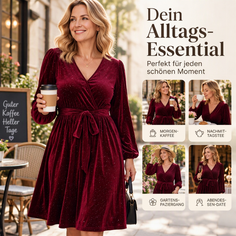 👗 Elegantes Samtkleid für Damen in Übergröße mit Taillenschnürung – Stilvoll und figurformend ✨