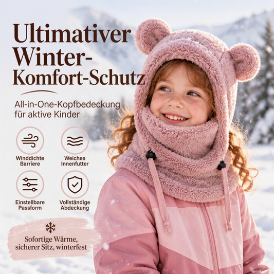 🧸 Kuschelige warme Kinderschlauchtuch-Mütze mit niedlichen Bärenohren – Süß und warm ✨